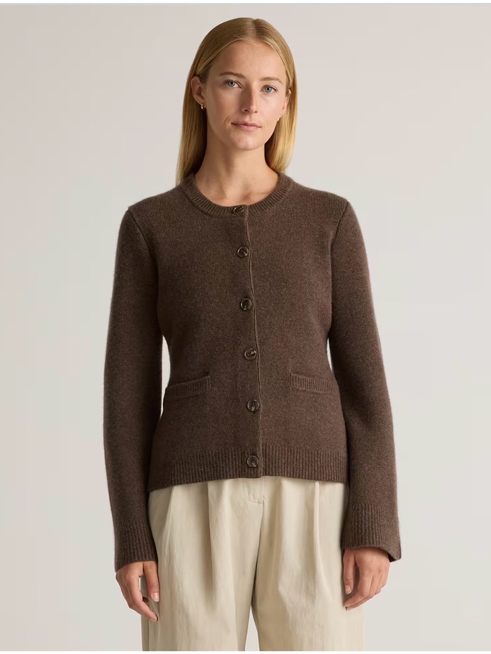 Quince Mongolian Cashmere Structured Cardigan brown XS